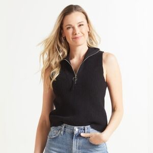 525 America Sleeveless Half-Zip Sweater